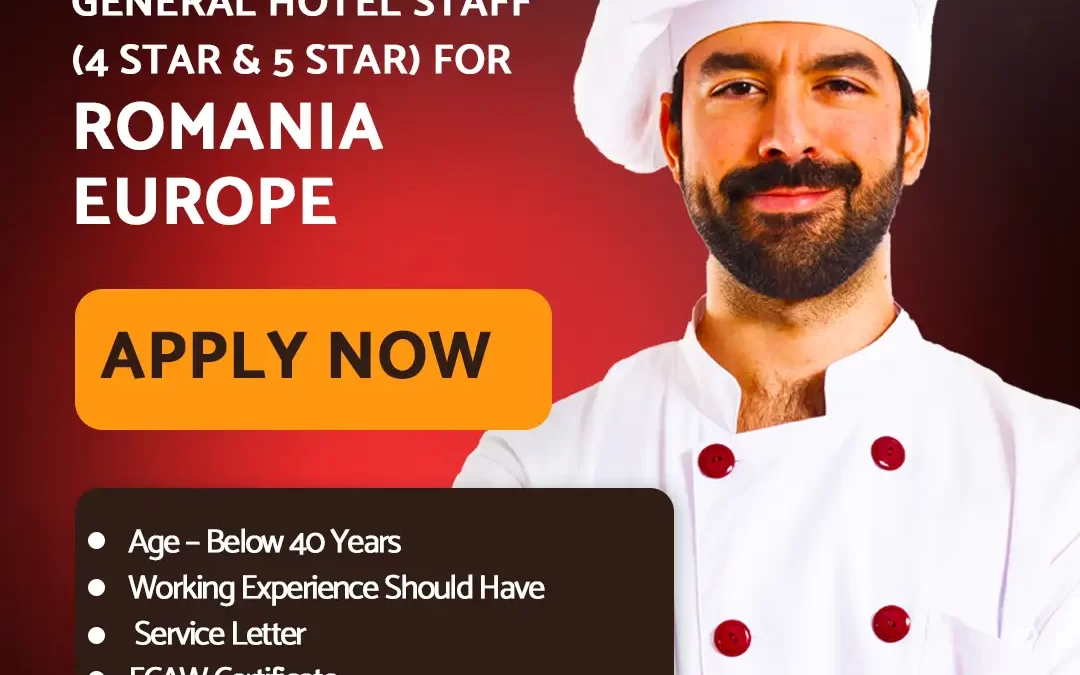 General Hotel staff (4 star & 5 star) for Romania, Europe
